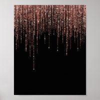 Rosa negro de lujo Oro Sparkly Purpurina Fringe