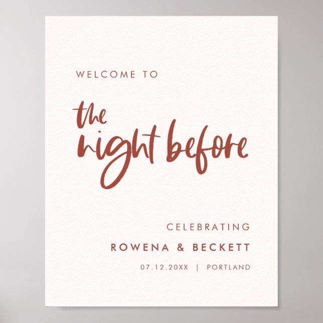 Póster Rosa nieve moderno Bienvenidos a la noche anterior (Frente)