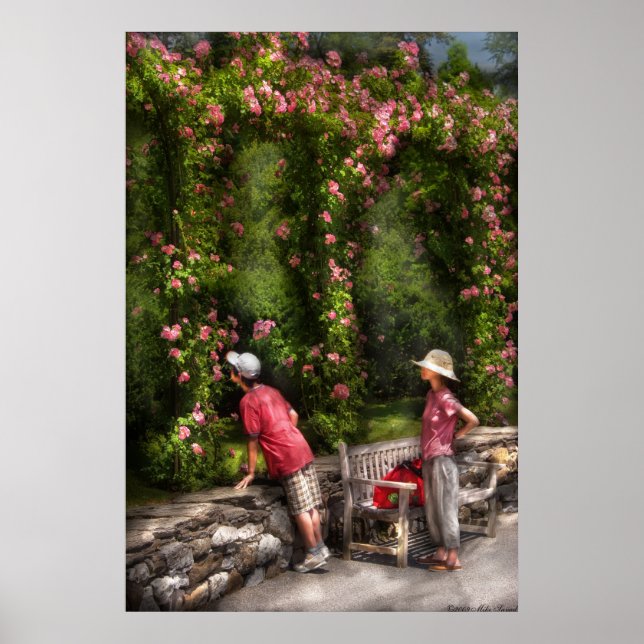 Póster Rosa - Oler las Rosas (Frente)