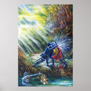 Póster ROSA OLVIDADA Caballeros luchadores, Dinero y Diab