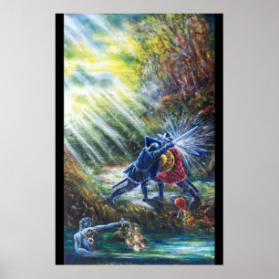 Póster ROSA OLVIDADA Caballeros luchadores, Dinero y Diab