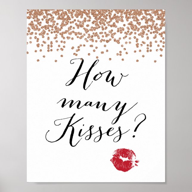 Póster Rosa Oro ¿cuántos besos Rótulo? (Frente)
