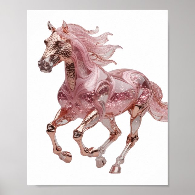 PÓSTER ROSA ORO FRESCO PLATA BRILLANTE CABALLO (Frente)
