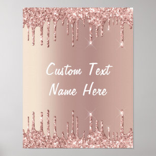 Póster Rosa Oro Purpurina Rubor Perforaciones Personaliza