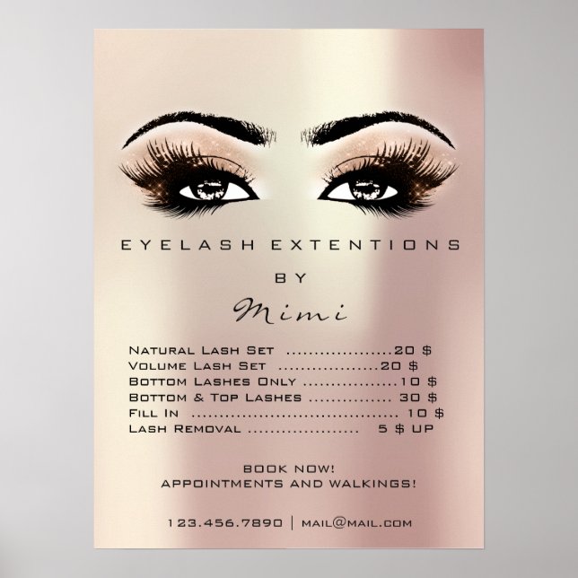 Póster Rosa Oro Rubor Makeup Ojos Lanza Precios (Frente)