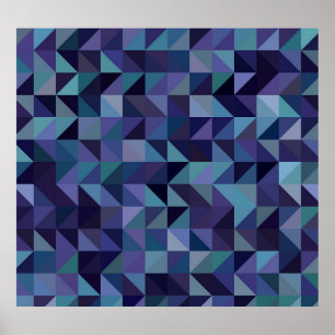 Póster Rosa oscuro, azul: mosaico triangular.
