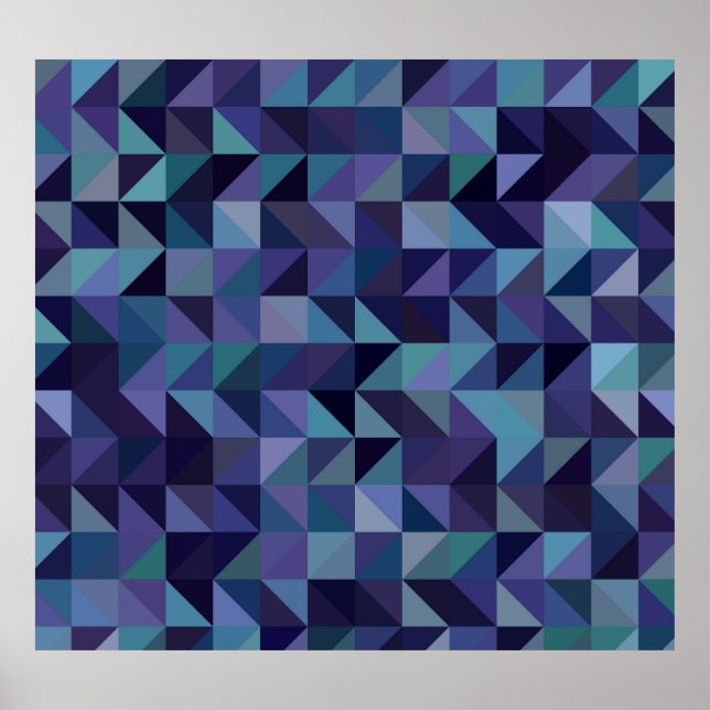 Póster Rosa oscuro, azul: mosaico triangular. (Frente)