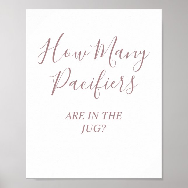 Póster Rosa Pacificadores Juego Baby Shower Rótulo Pedest (Frente)