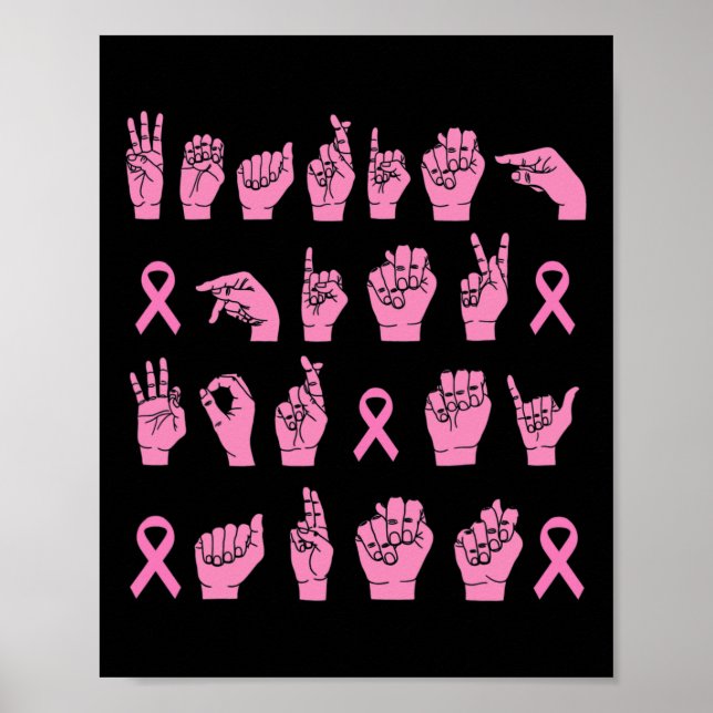 Póster Rosa Para Mi Lenguaje De La Tía Rótulo Cáncer De M (Frente)