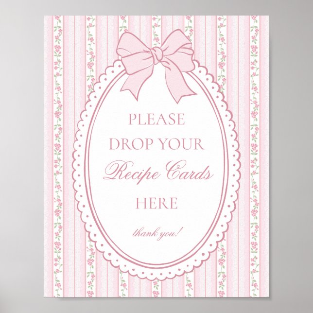 Póster Rosa Pastel Floral Antiguo Elegante Comparte una R (Frente)
