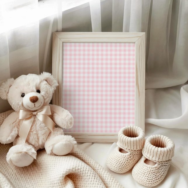 Póster Rosa Pastel y Cuadros Blancos (Pastel Pink and White Gingham Poster)