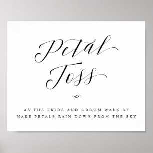 Póster Rosa Petal Toss Desactivar Rótulo de Boda de calig