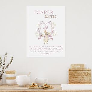 Póster Rosa Peter el Rótulo Diaper Raffle, bebé conejo