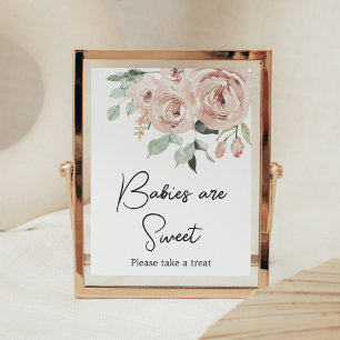 Póster Rosa Polvo Rosa Es una Niña los Bebés son Dulces