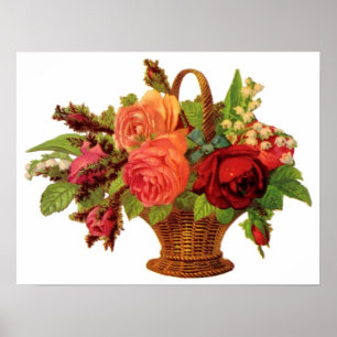 Póster Rosa Poster de Personalizable de cesta