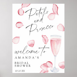 Póster Rosa prosecco bienvenida fiesta de ducha de novia