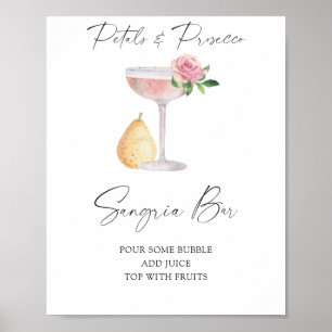 Póster Rosa prosecco ducha de novia - bar sangria