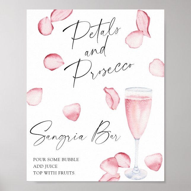 Póster Rosa prosecco ducha de novia - bar sangria (Frente)