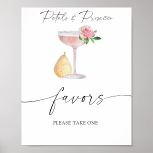 Póster Rosa prosecco - favores de boda por favor tome uno