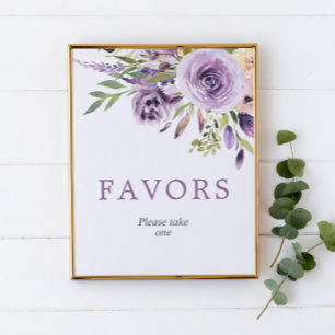 Póster Rosa púrpura ducha floral favorece el Rótulo