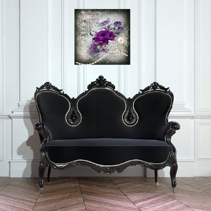 Póster Rosa Púrpura Rosa Victoriana Grunge efímero