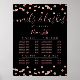 Póster Rosa Purpurina de oro Confetti Salon Price Menú Ne