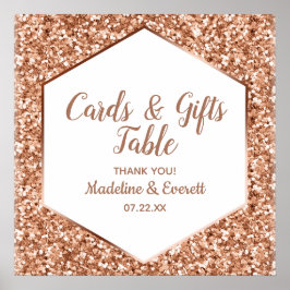 Póster Rosa Purpurina de oro Tarjetas Glam y Rótulo de me