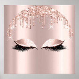 Póster Rosa Purpurina de Rubor Perfora Eyelash Belleza de