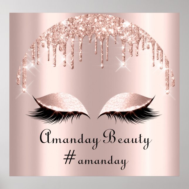 Póster Rosa Purpurina de Rubor Perfora Eyelash Cabello de (Frente)