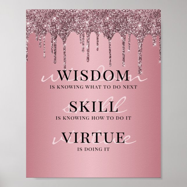Póster Rosa Purpurina rosado dorado obtiene una cita moti (Frente)