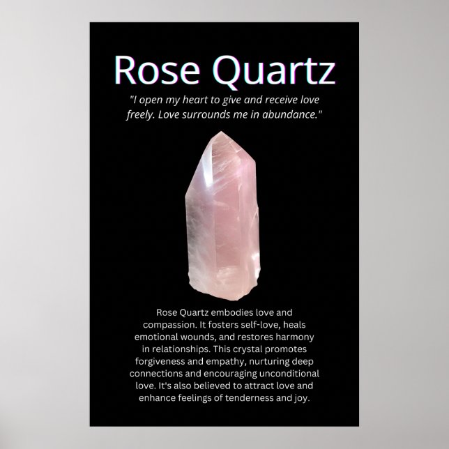 Póster Rosa Quartz Crystal Stone Significing (Frente)