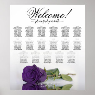 Póster Rosa Real Morado Elegante 17 Tabla de asientos