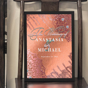 Póster Rosa Relieve metalizado dorado Lujo Glam Elegante 
