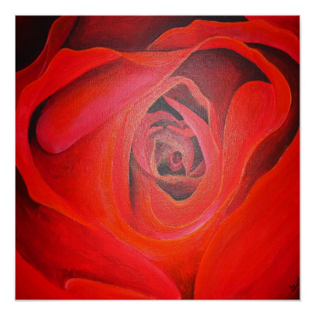 Póster Rosa Roja Artística en Forma de Corazón (Anverso)