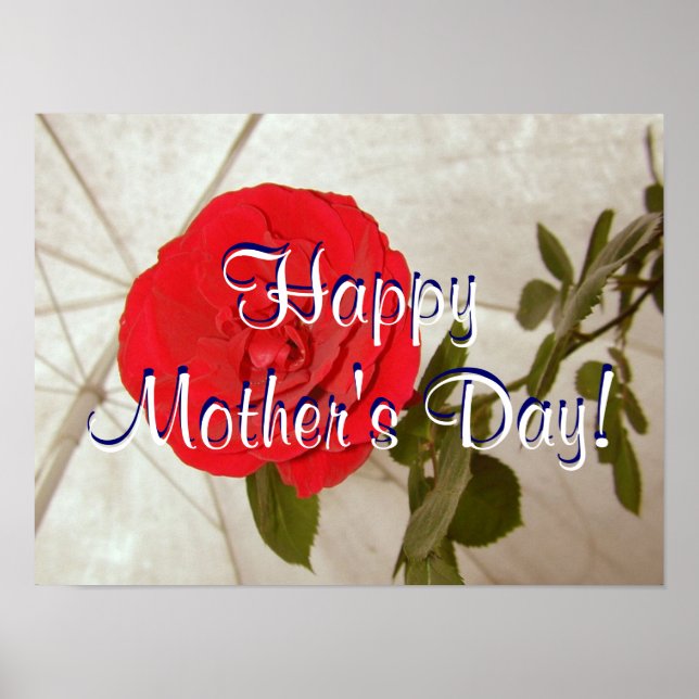 Póster Rosa roja del Día de la Madre Feliz (Frente)