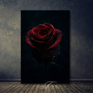 Póster Rosa Rojo Oscuro Fotografía Artística de la Natura