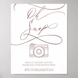 Póster Rosa romántico caligrafía de oro Oh Rótulo de ajus