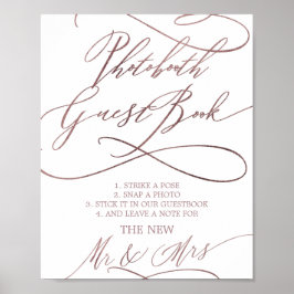 Póster Rosa romántico Rótulo de reservas de gafas de oro