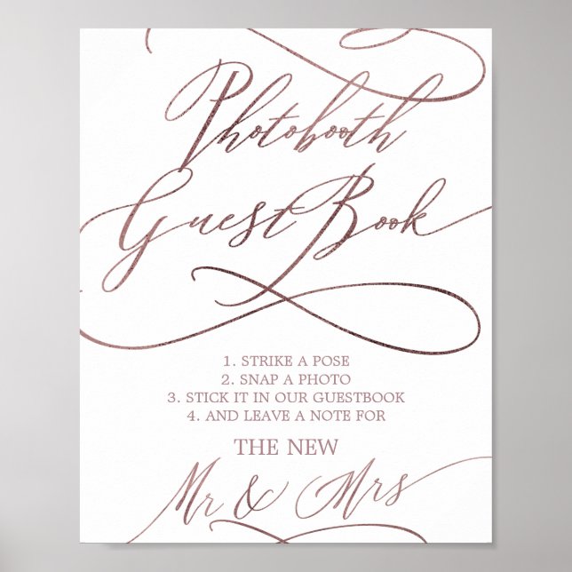 Póster Rosa romántico Rótulo de reservas de gafas de oro (Frente)