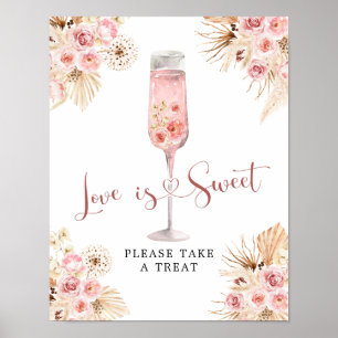 Póster Rosa Rosa Boho Soiree Amor es Rótulo dulce