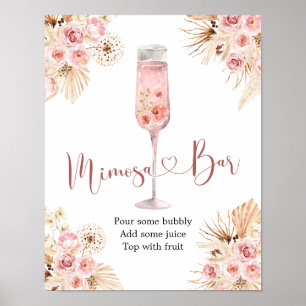 Póster Rosa Rosa Boho Soiree Bridal Shower Mimosa Bar