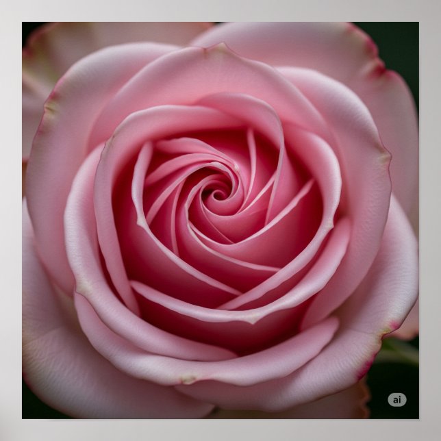 Póster Rosa rosa con Petales en espiral (Frente)