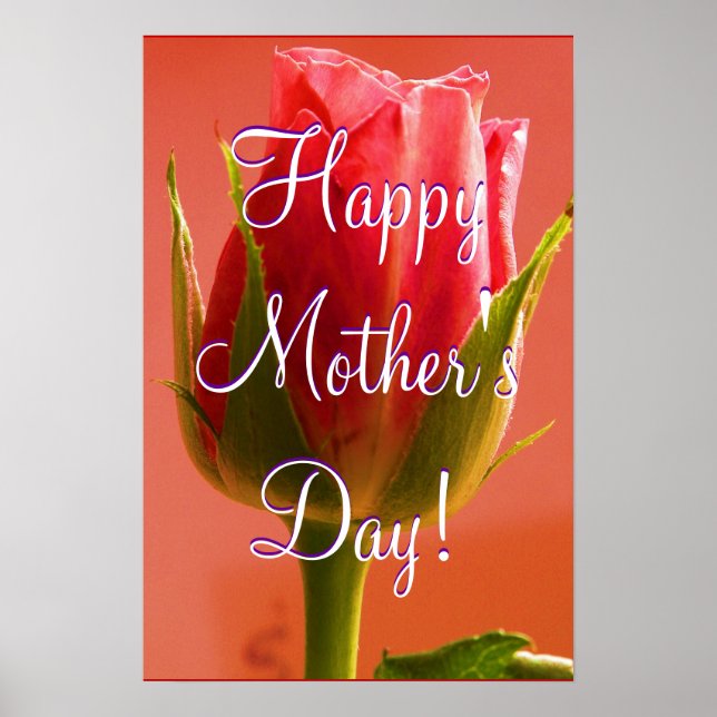 Póster Rosa rosa del Día de la Madre Feliz (Frente)