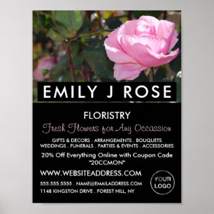 Póster Rosa rosa, florista, publicidad en Floristry