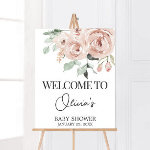 Póster Rosa rosa polvorienta Es una bienvenida Baby Showe
