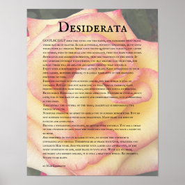 Póster Rosa rosa y amarilla y poema Desiderata
