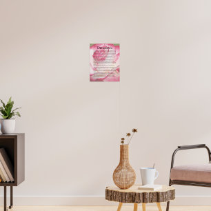 Póster Rosa rosa y blanca y poema Desiderata