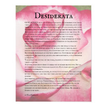 Rosa rosa y blanca y poema Desiderata