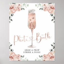 Póster Rosa rosado con Petales Prosecco Rótulo de cuerpo