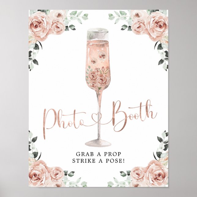 Póster Rosa rosado con Petales Prosecco Rótulo de cuerpo  (Frente)